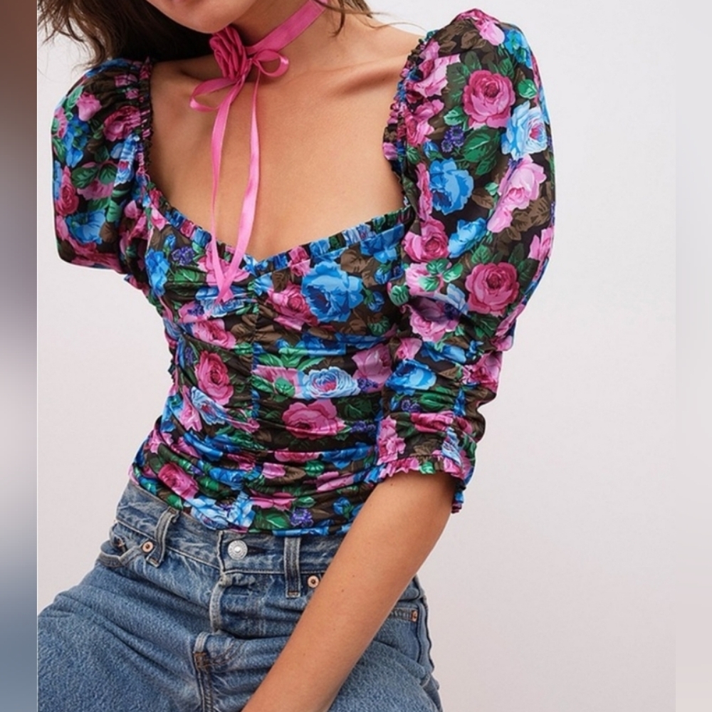 For Love And Lemons Monet Floral Bodysuit Size Small NWT $199